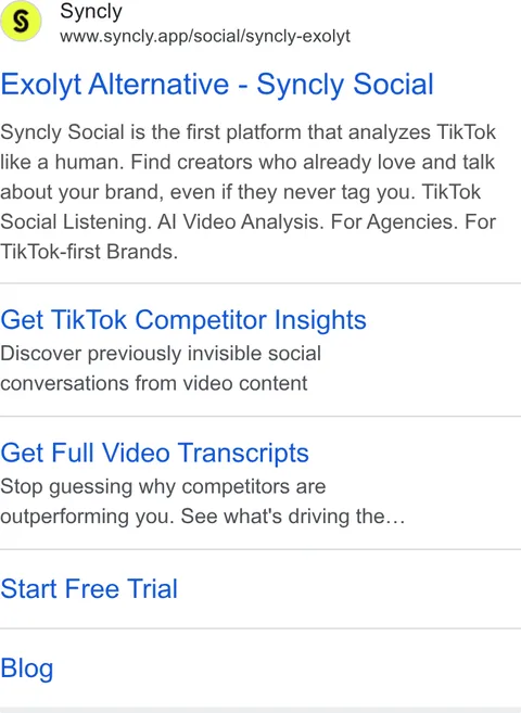An ad Syncly is running