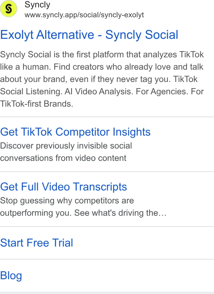 An ad Syncly is running