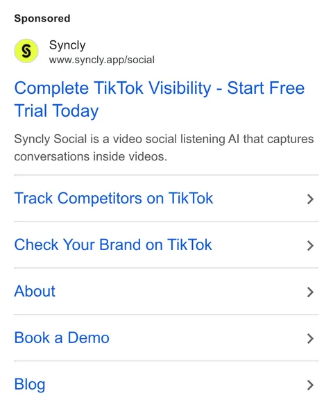 An ad Syncly is running