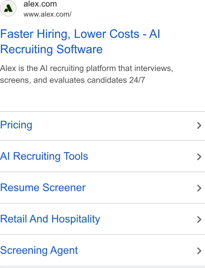 An ad Alex is running