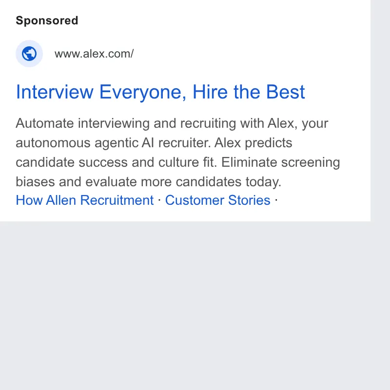 An ad Alex is running