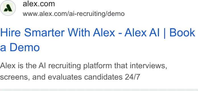 An ad Alex is running