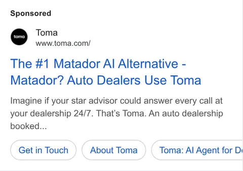 An ad Toma is running