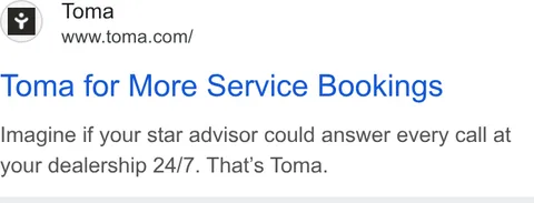 An ad Toma is running