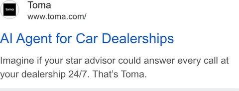 An ad Toma is running