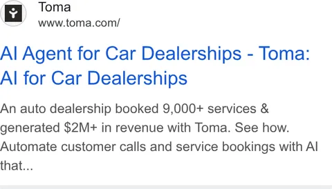 An ad Toma is running