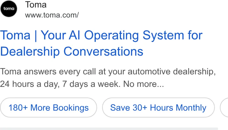An ad Toma is running