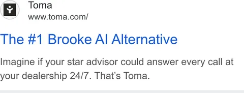 An ad Toma is running