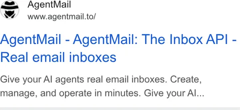 An ad AgentMail is running
