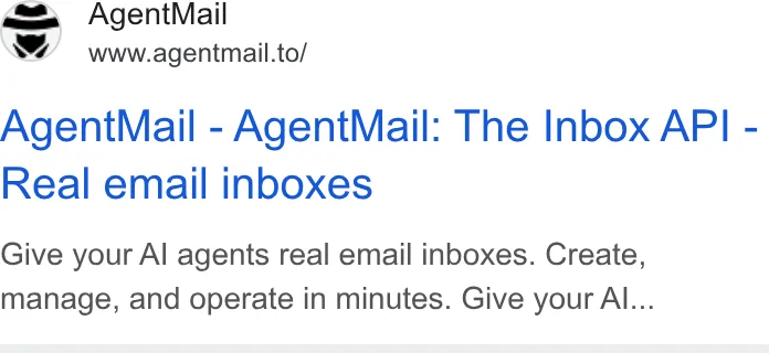 An ad AgentMail is running