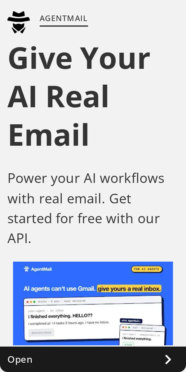 An ad AgentMail is running