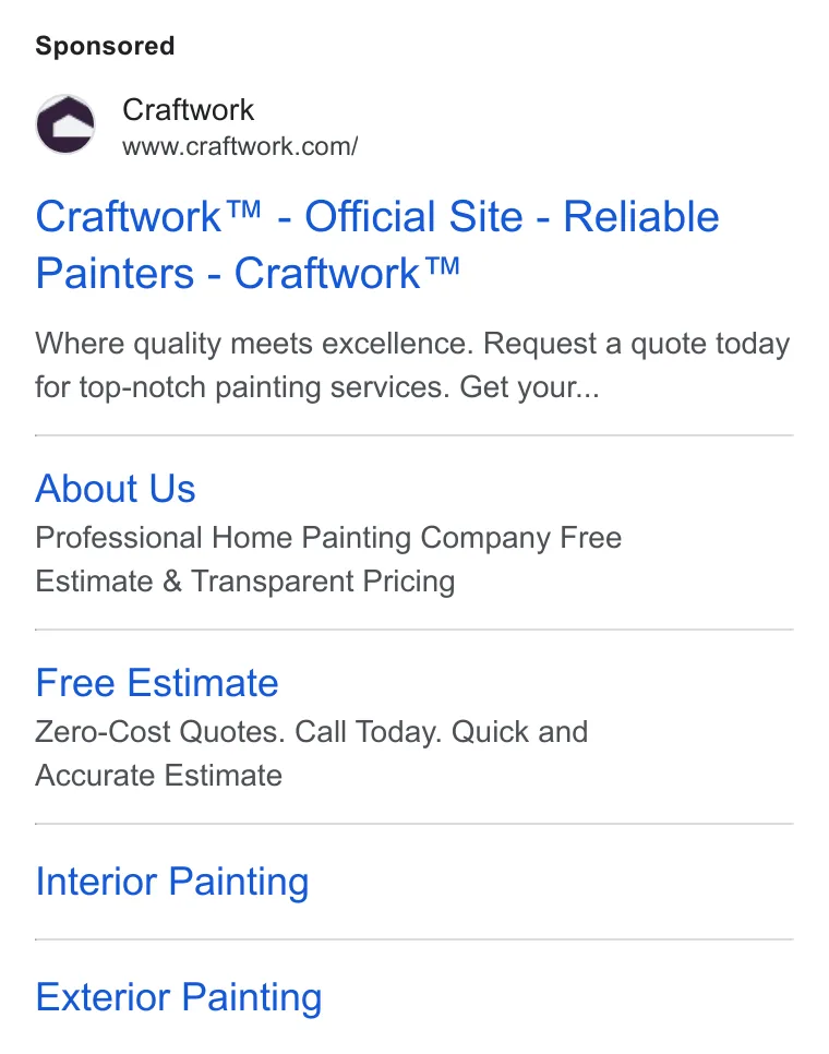 An ad Craftwork is running
