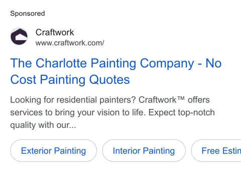 An ad Craftwork is running