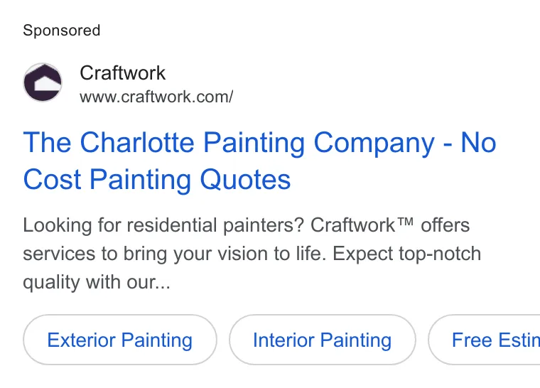 An ad Craftwork is running