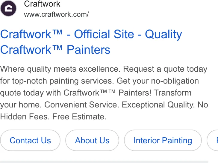 An ad Craftwork is running