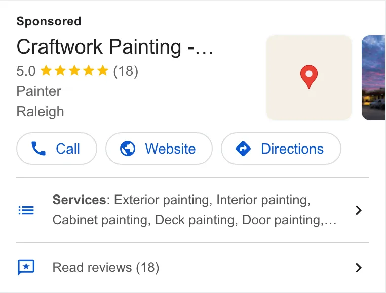An ad Craftwork is running