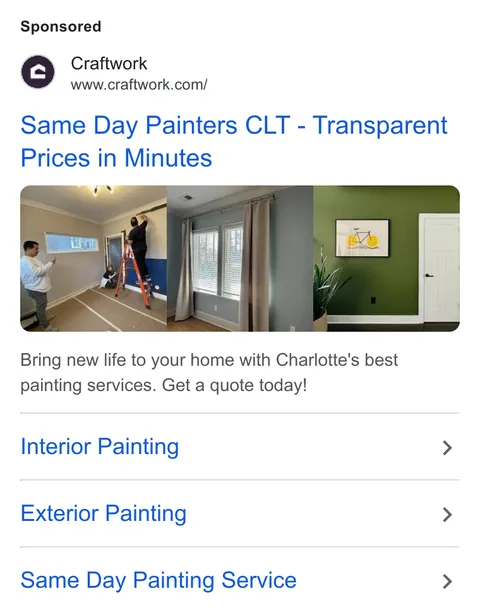 An ad Craftwork is running