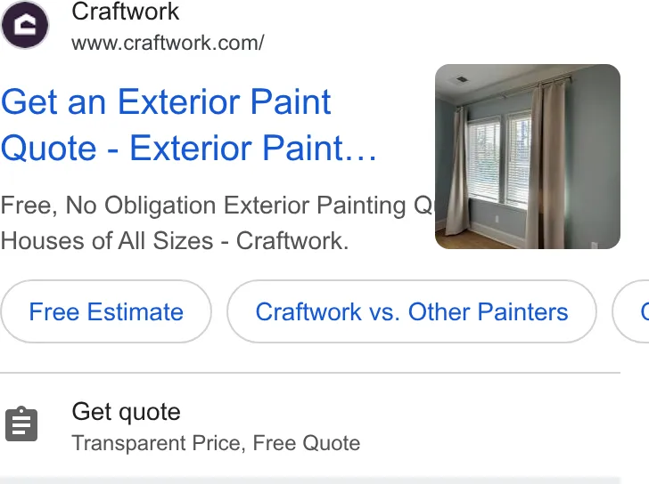 An ad Craftwork is running