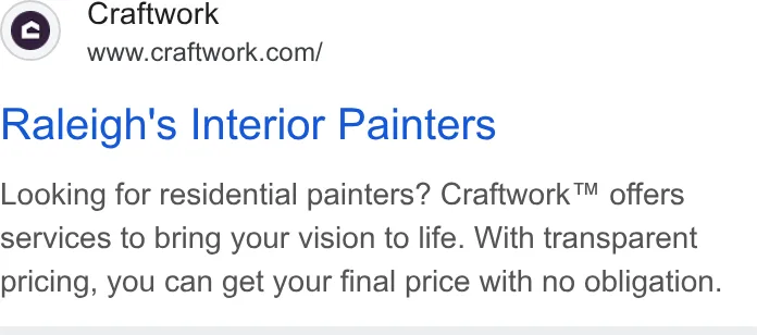 An ad Craftwork is running