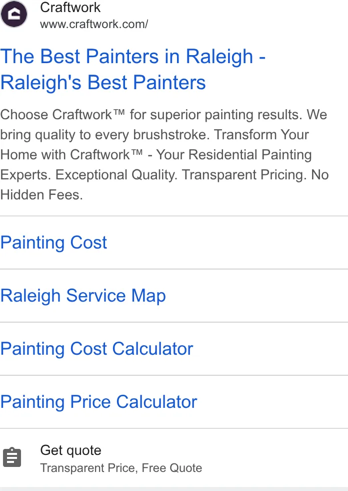 An ad Craftwork is running