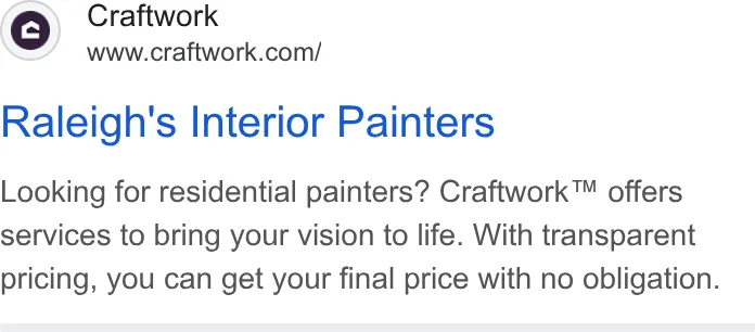 An ad Craftwork is running