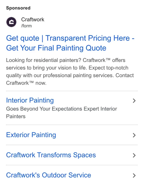An ad Craftwork is running