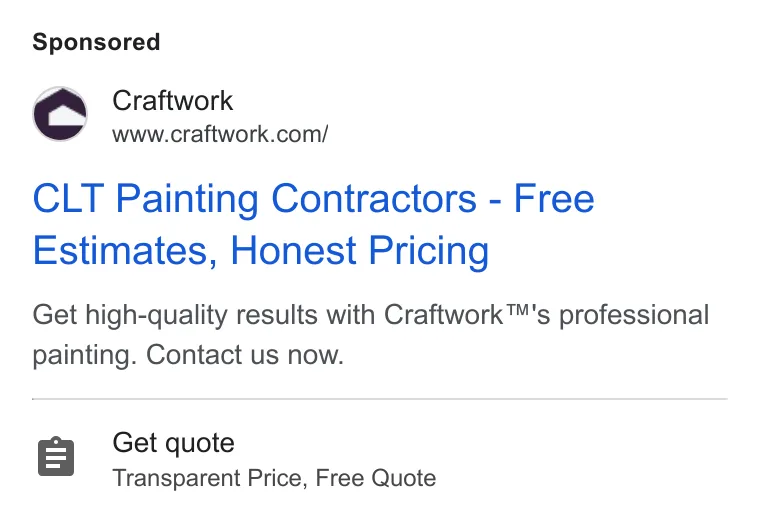 An ad Craftwork is running