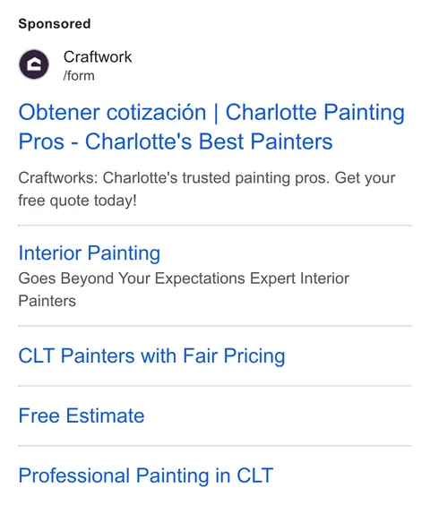 An ad Craftwork is running