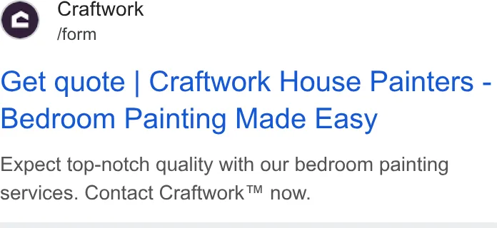 An ad Craftwork is running