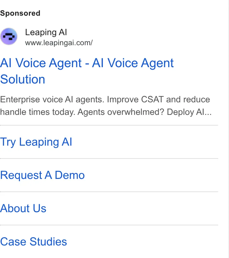 An ad Leaping AI is running