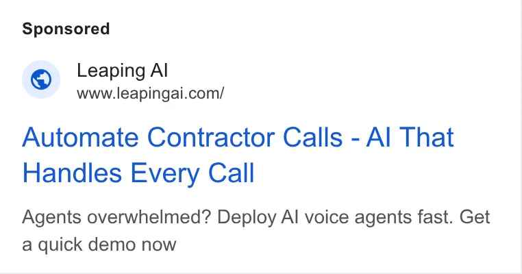 An ad Leaping AI is running