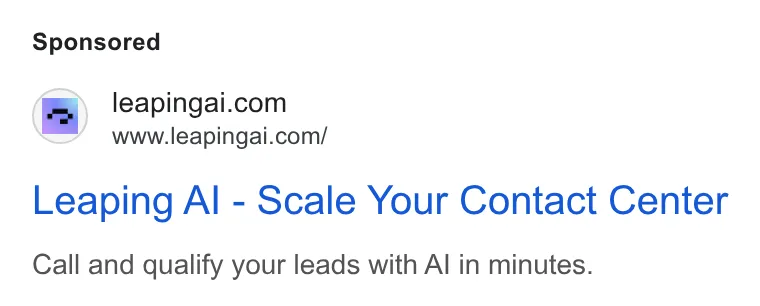 An ad Leaping AI is running