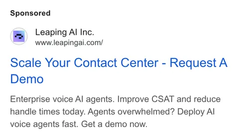 An ad Leaping AI is running