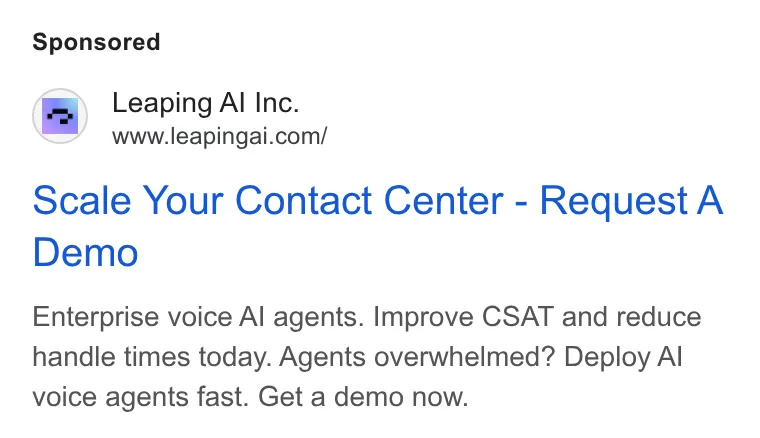 An ad Leaping AI is running