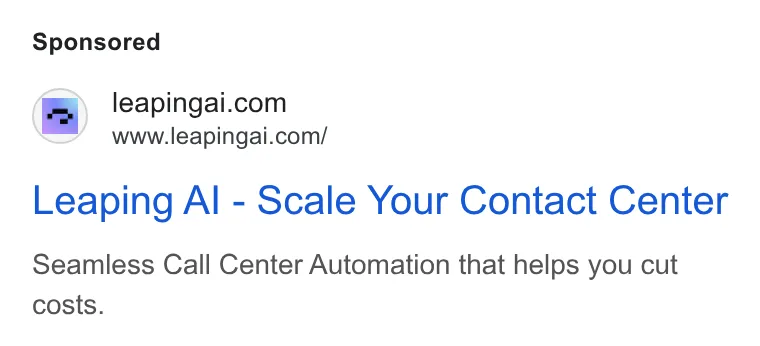 An ad Leaping AI is running