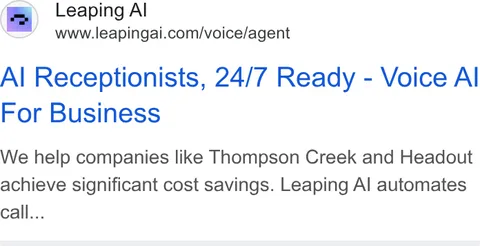 An ad Leaping AI is running