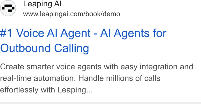 An ad Leaping AI is running
