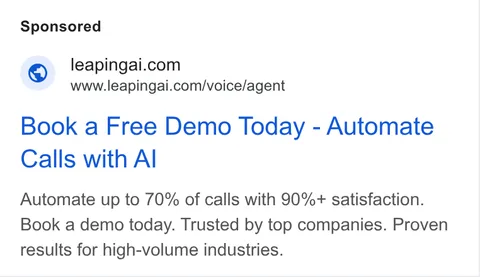 An ad Leaping AI is running