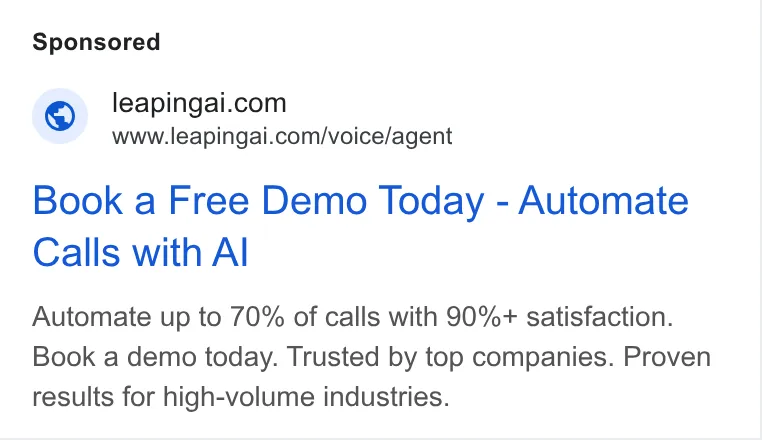 An ad Leaping AI is running