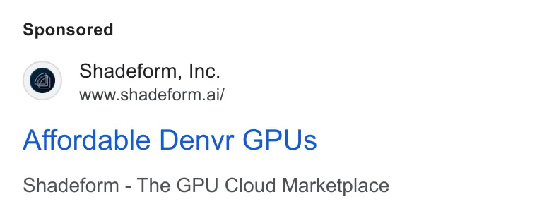 An ad Shadeform is running