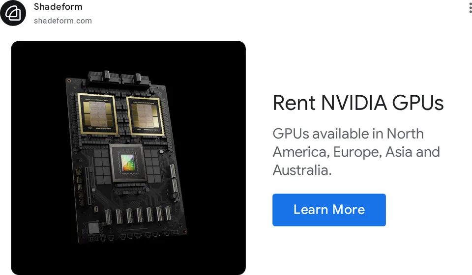 An ad Shadeform is running
