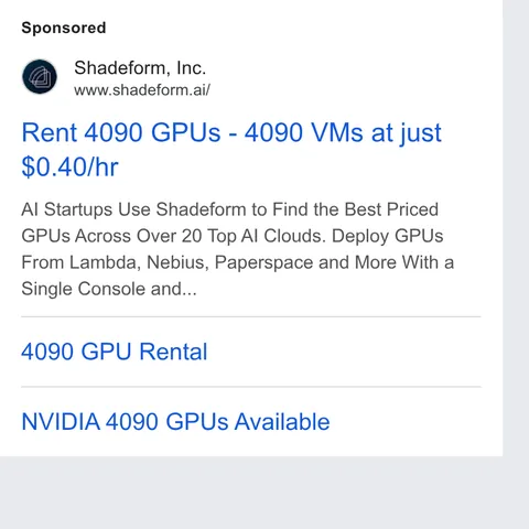 An ad Shadeform is running