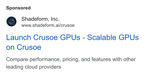 An ad Shadeform is running