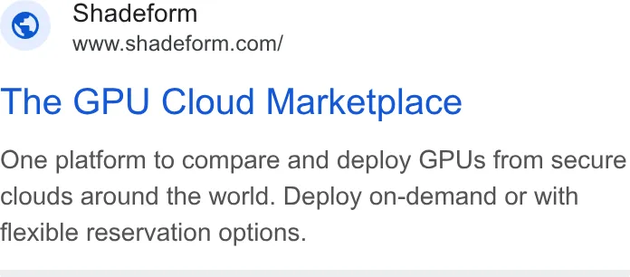 An ad Shadeform is running