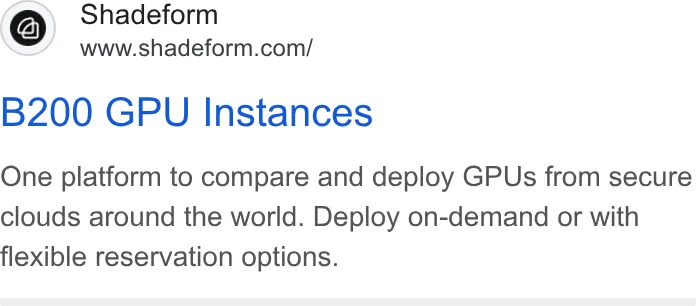 An ad Shadeform is running