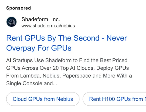 An ad Shadeform is running