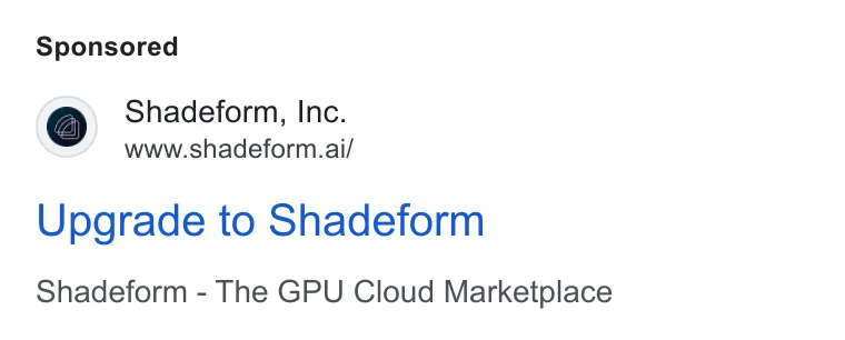 An ad Shadeform is running