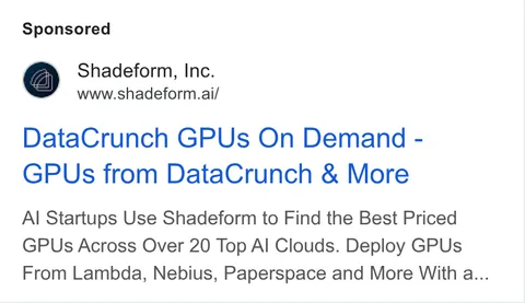 An ad Shadeform is running