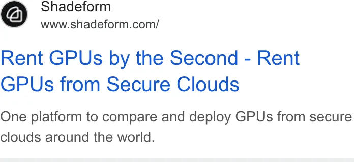An ad Shadeform is running