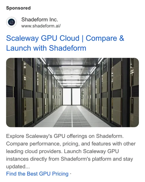 An ad Shadeform is running